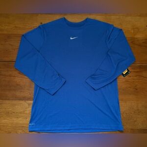 Nike Shirt Boy's Size XL Blue Long Sleeve Dri Fit Small Logo NWT Retro
